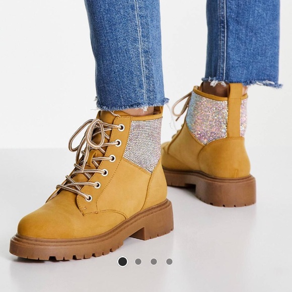 F L A S H • SALE! • NIB • ASOS • Amelie Embellished Hiker Boots - Picture 5 of 9